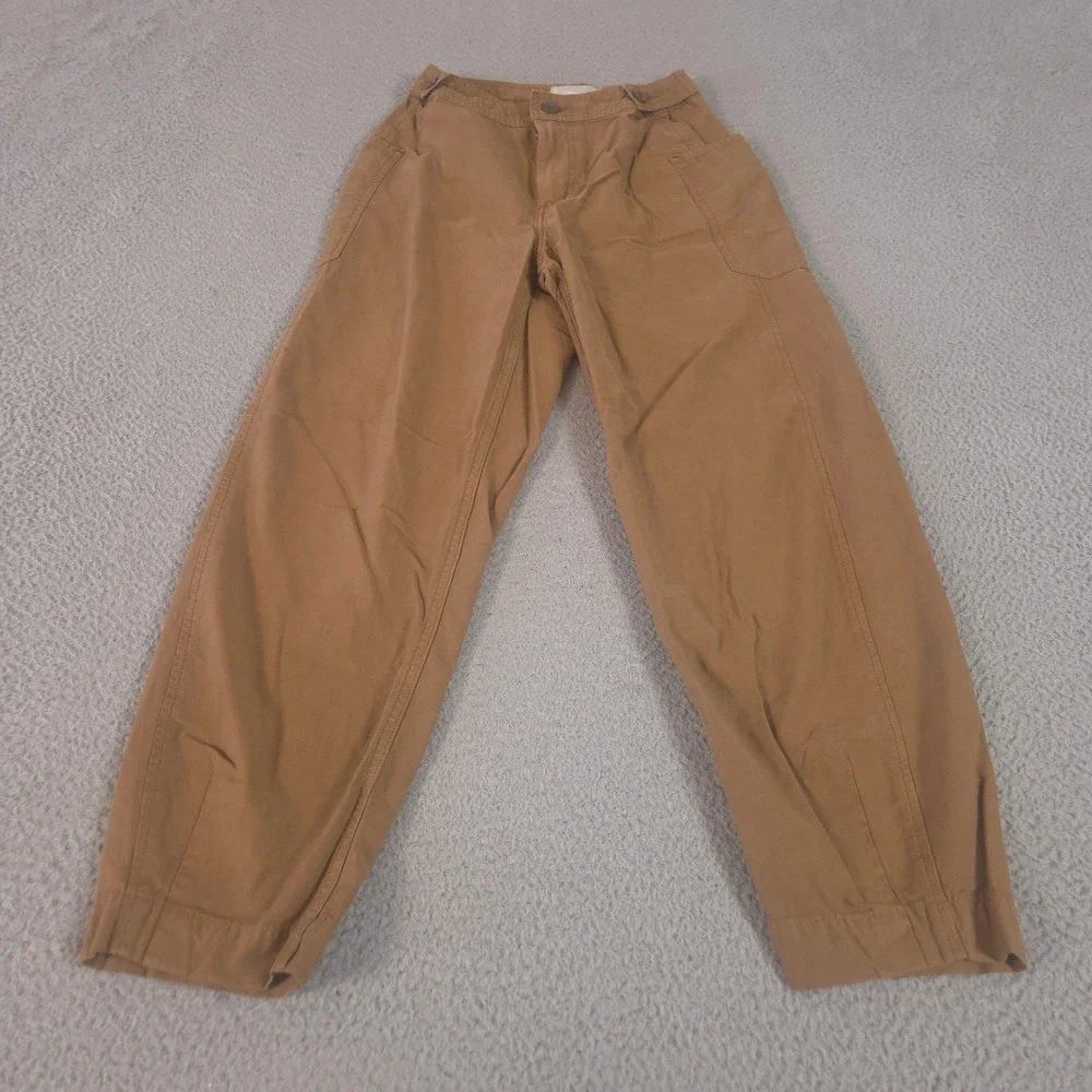 Everlane Pants Womens 0 Brown Organic Cotton Linen Tapered Leg Utility Fatigue
